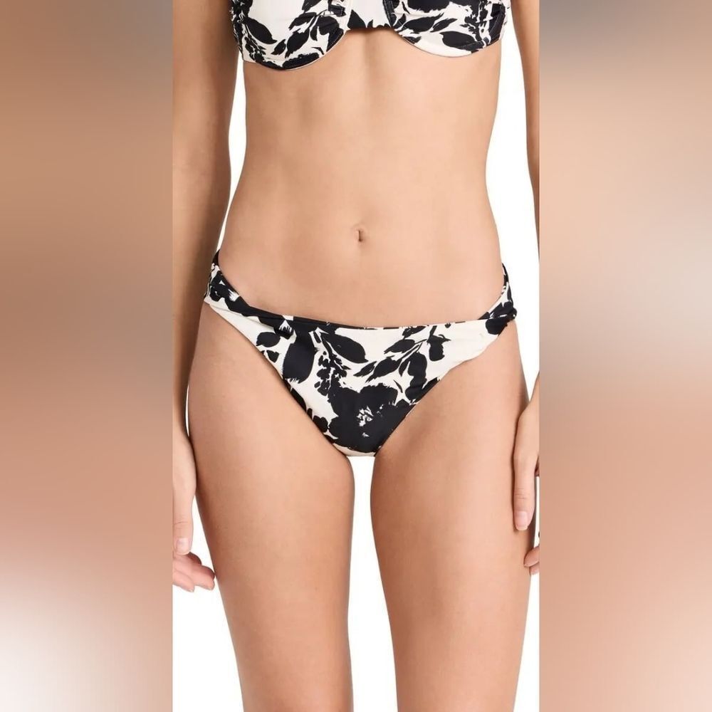 NWT Tanya Taylor Paloma Bikini Bottom in Creme/Black - Size XL